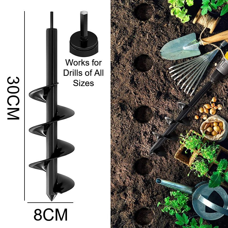 9 Size Garden Auger Drill Bit Tool Ground Drill Earth Drill Spiral Hole Digger Seed Gardening Fence Yard - Thrifty Delights