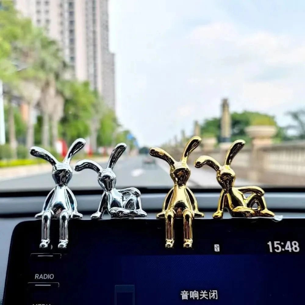 1pc Long Eared Rabbit Center Console Decor Pastable Plating Rabbit 3D DIY Home Furnishings Ornament - Thrifty Delights