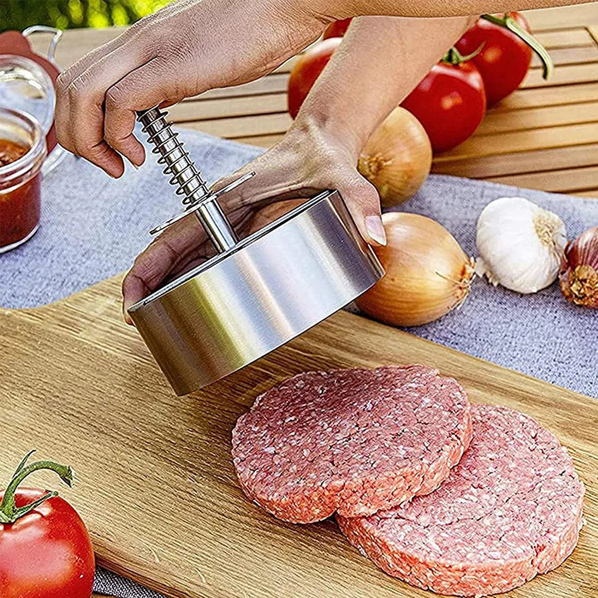 304 Stainless Steel Non-Stick Hamburger Press Patty Maker for BBQ