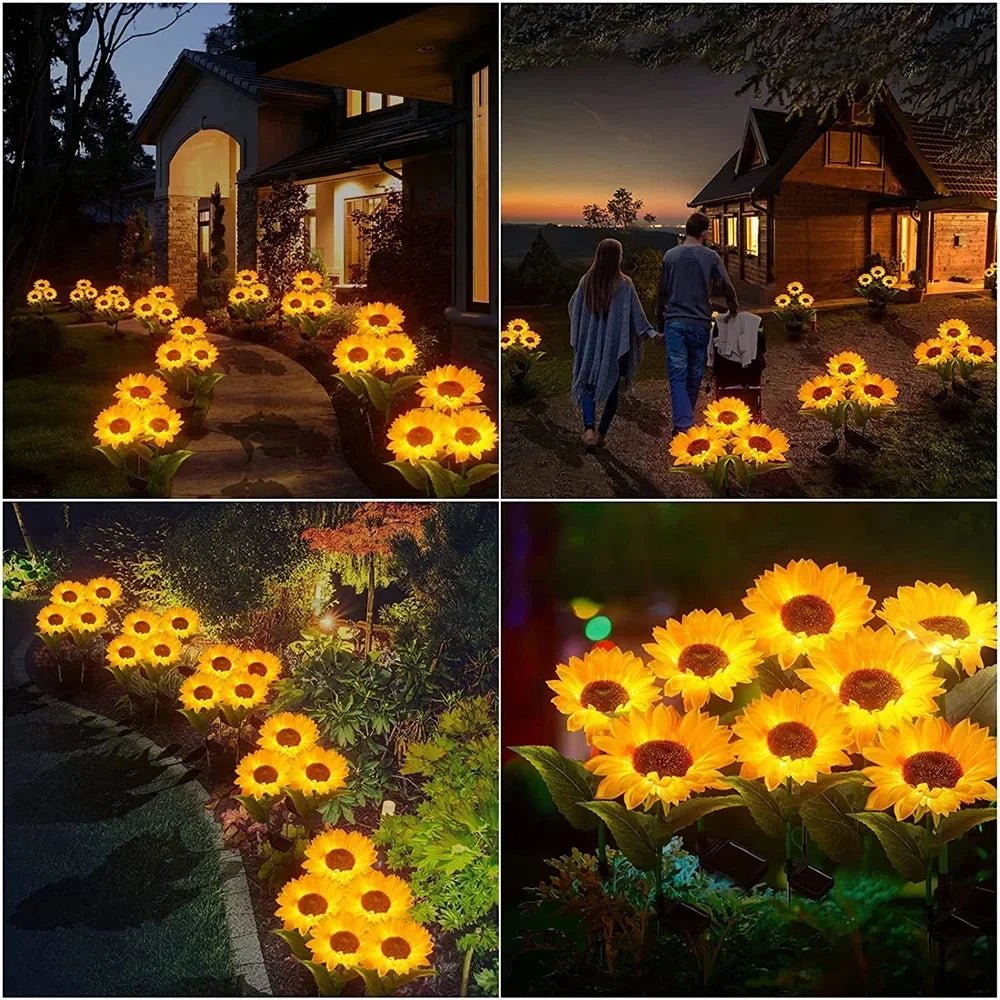 Solar Lights Outdoor Garden Decor Sunflower Ligts Waterproof Solar Outdoor Lamp Decorative Lights for Path Garden Patio Backyard - Thrifty Delights