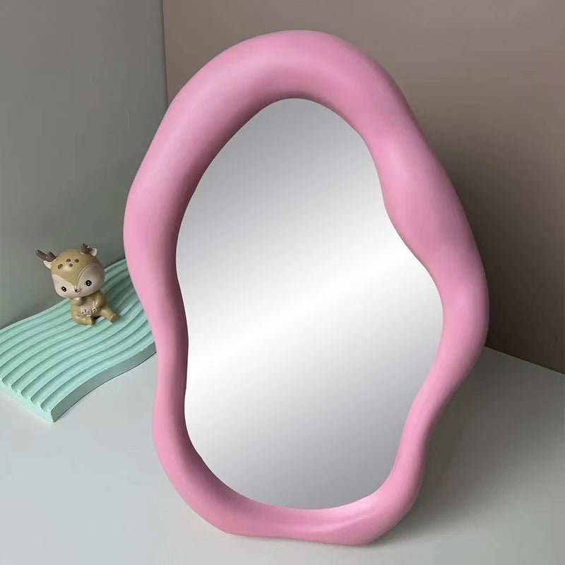 Full Body Mirror Irregular Oval Tabletop Interior Mirrors Decorative Standing Mirror Room Decor Female - Thrifty Delights