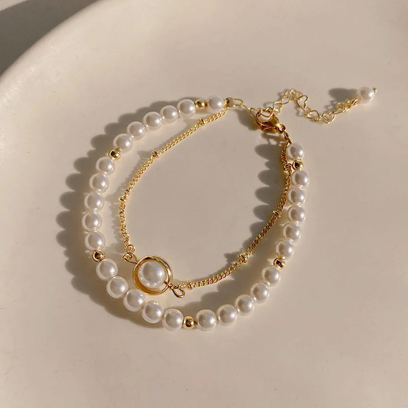 4pc Punk Cuban Curb Chain Bracelets Set for Women, Gold Color Jewelry