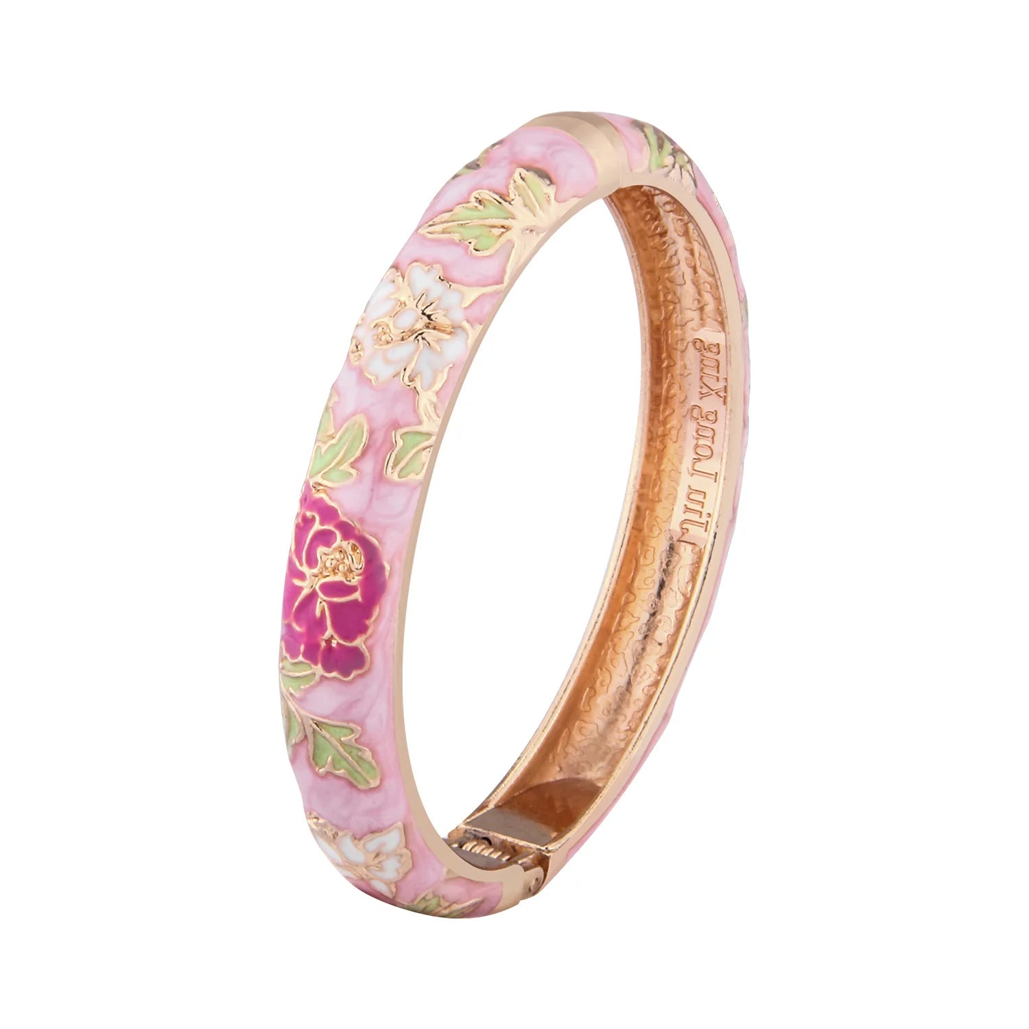 Ethnic Enameled Flower Bangles – Rose Gold Plated Women's Fashion Jewelry