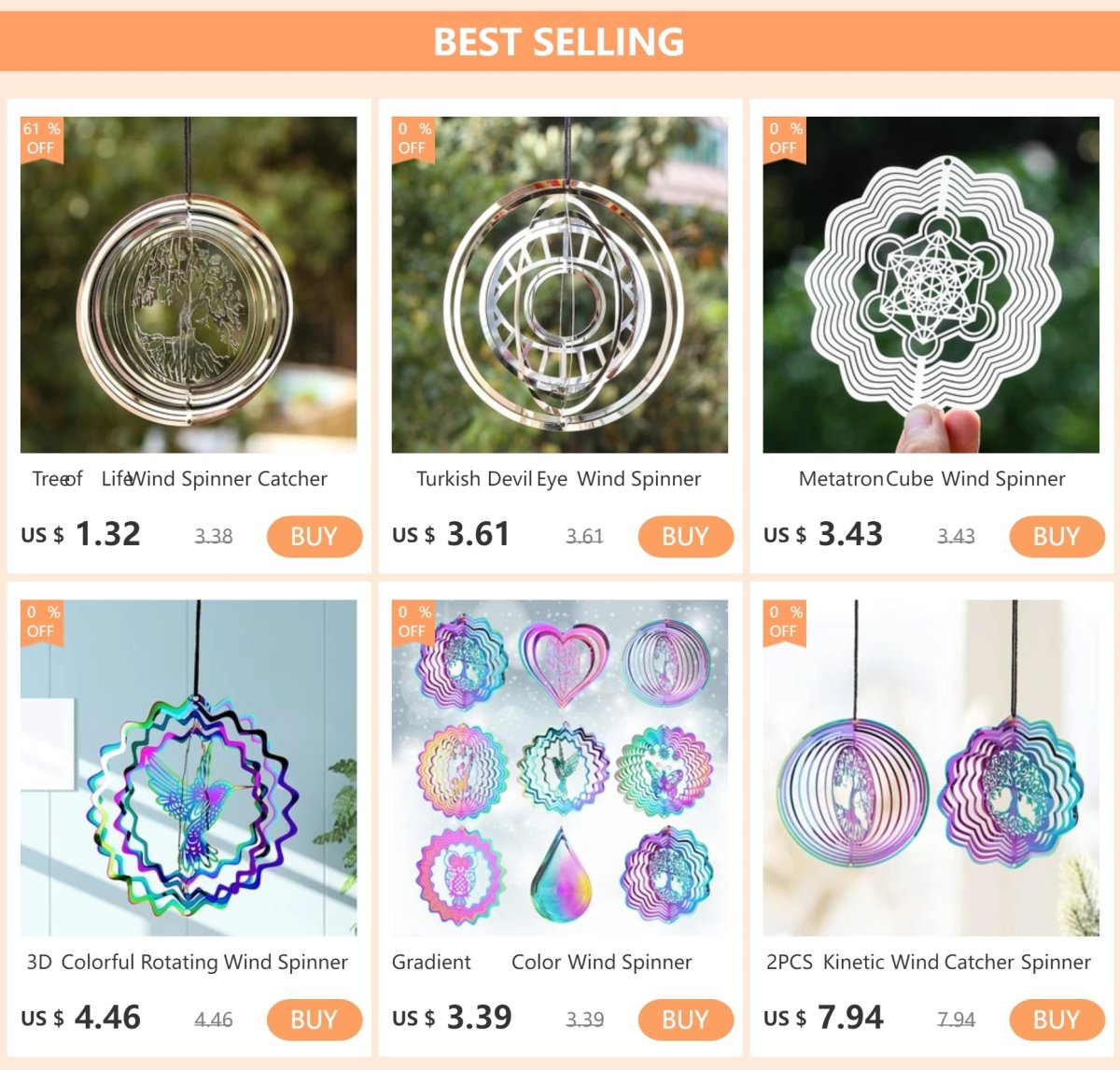 Turkish Devil Eye Wind Spinner Catcher Sublimation 3D Mirror Reflection Rotating Windchime Feng Shui Amulet Hanging Garden Decor - Thrifty Delights