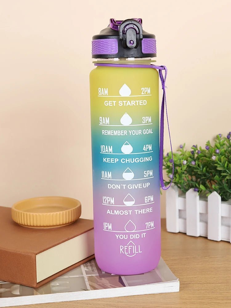 1000ML Drink Bottle Frosted Gradient Cold Water Bottle for Outdoor School Office - Thrifty Delights