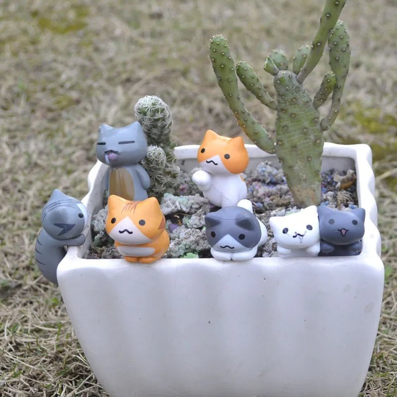 6Pcs/Set Cartoon Lucky Cat Home Garden Bonsai Decorations Miniatures Gift Lovely Micro Landscape Kitten Miniature Craft - Thrifty Delights