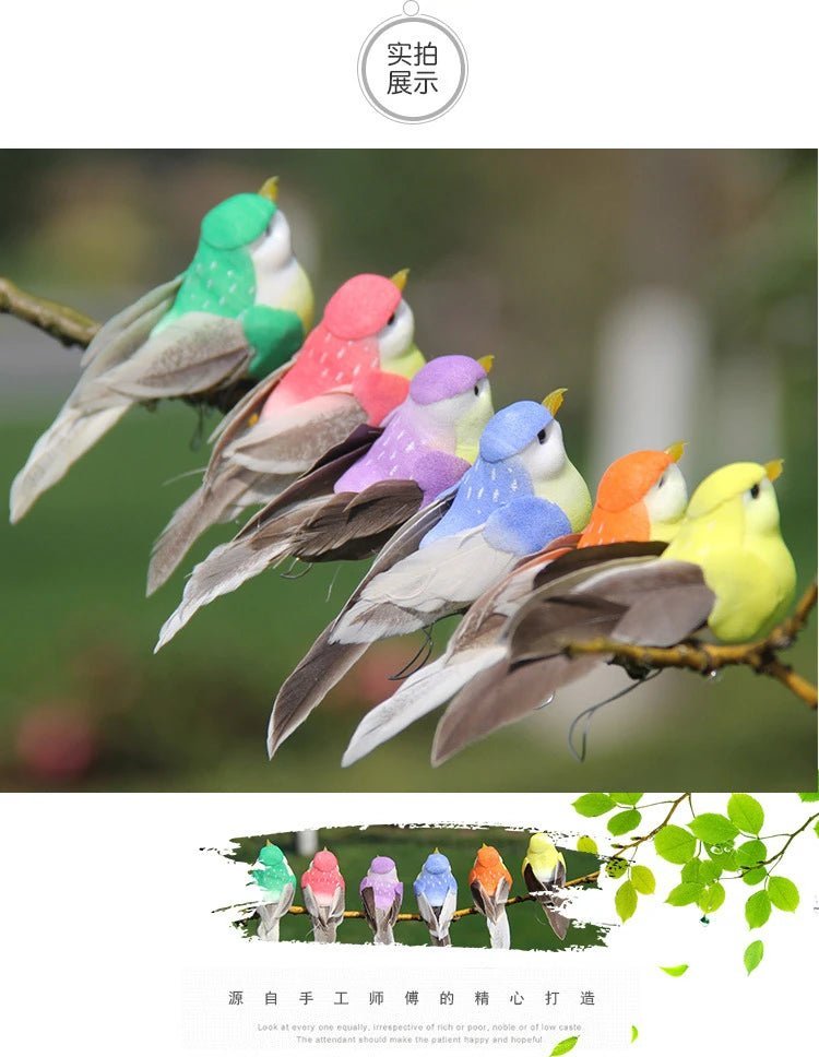 6pcs Cute Artificial Birds Fake Foam Animal Simulation Feather Birds Models Tit DIY Craft Home Garden Ornament Decoration - Thrifty Delights