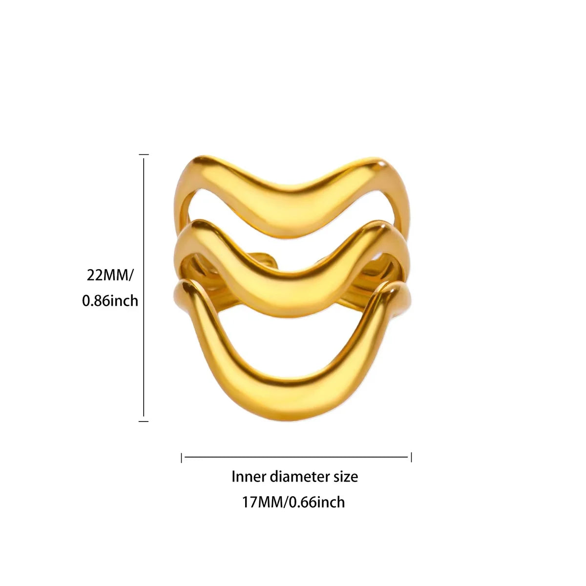 18K Gold Plated Stainless Steel Adjustable Irregular Wave Ring
