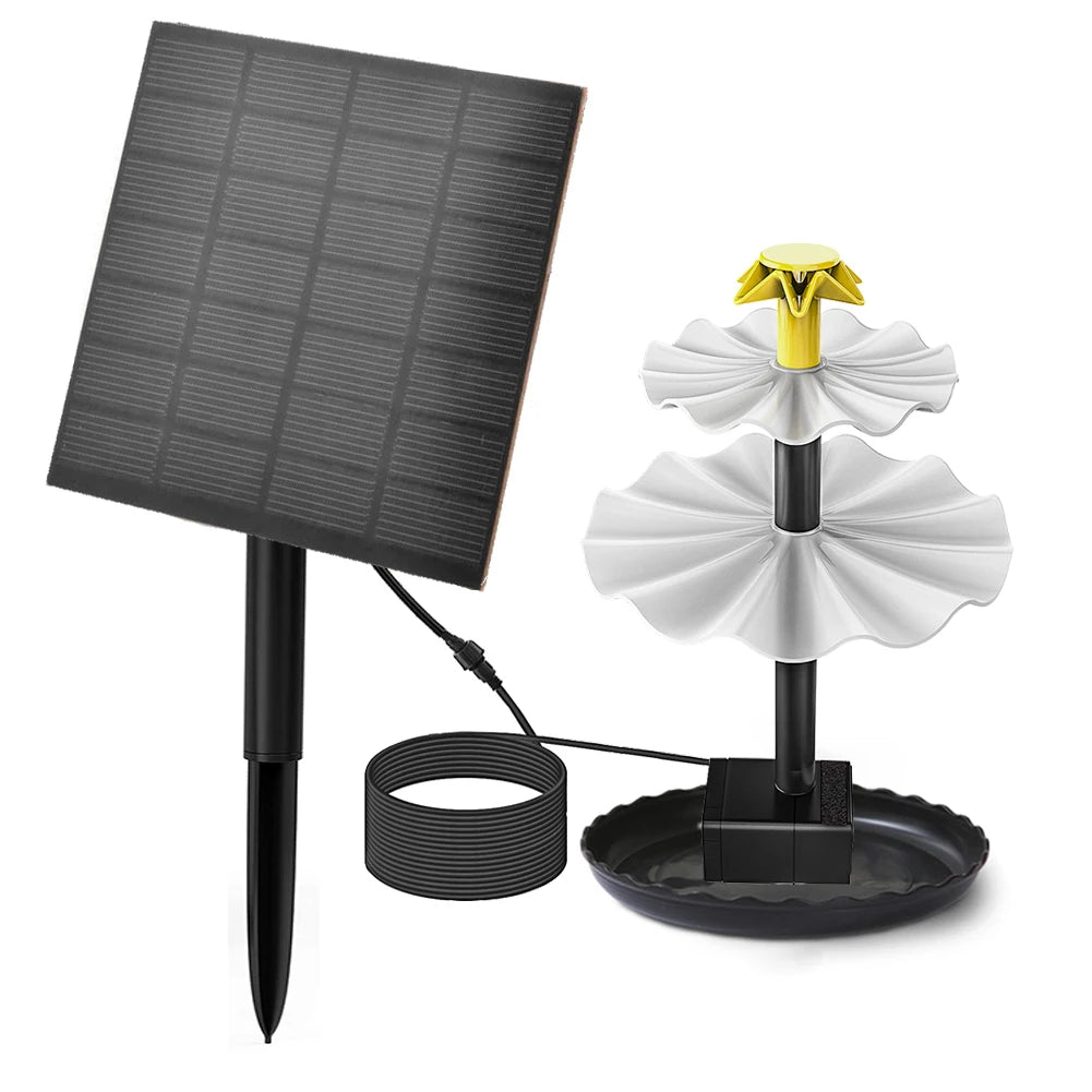3 Tiered Water Fountain with Solar Panel Solar Bird Bath Fountain Decorative Fountain Multifunction for Courtyard Patio Balcony