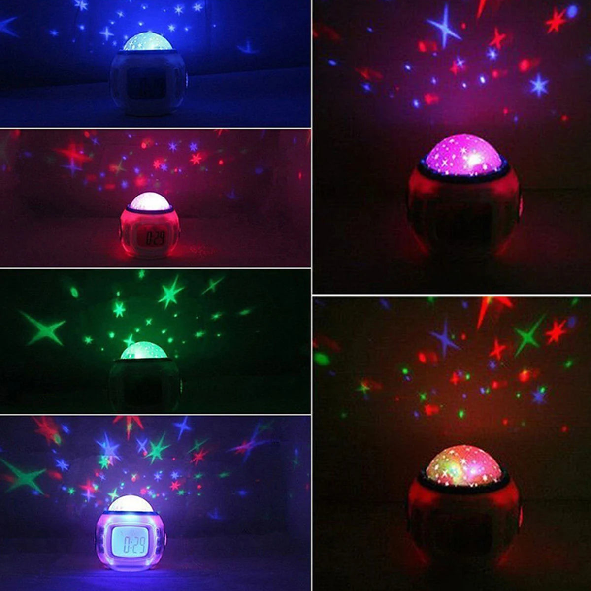 Alarm Clock Projection Light LED Alarm Clock Projection Light Star Sky Color Change Bedside Night Light for Bedroom Kids Room