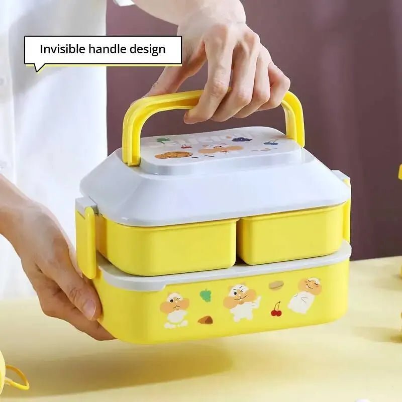 1pc Double Layered Colorful Fruit Lunch Box Large Capacity Portable Bento Box For Child Teenagers And Workers At School Canteen - Thrifty Delights