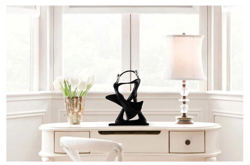 Chic Nordic Dancing Couple Resin Figurine Modern Home Decor