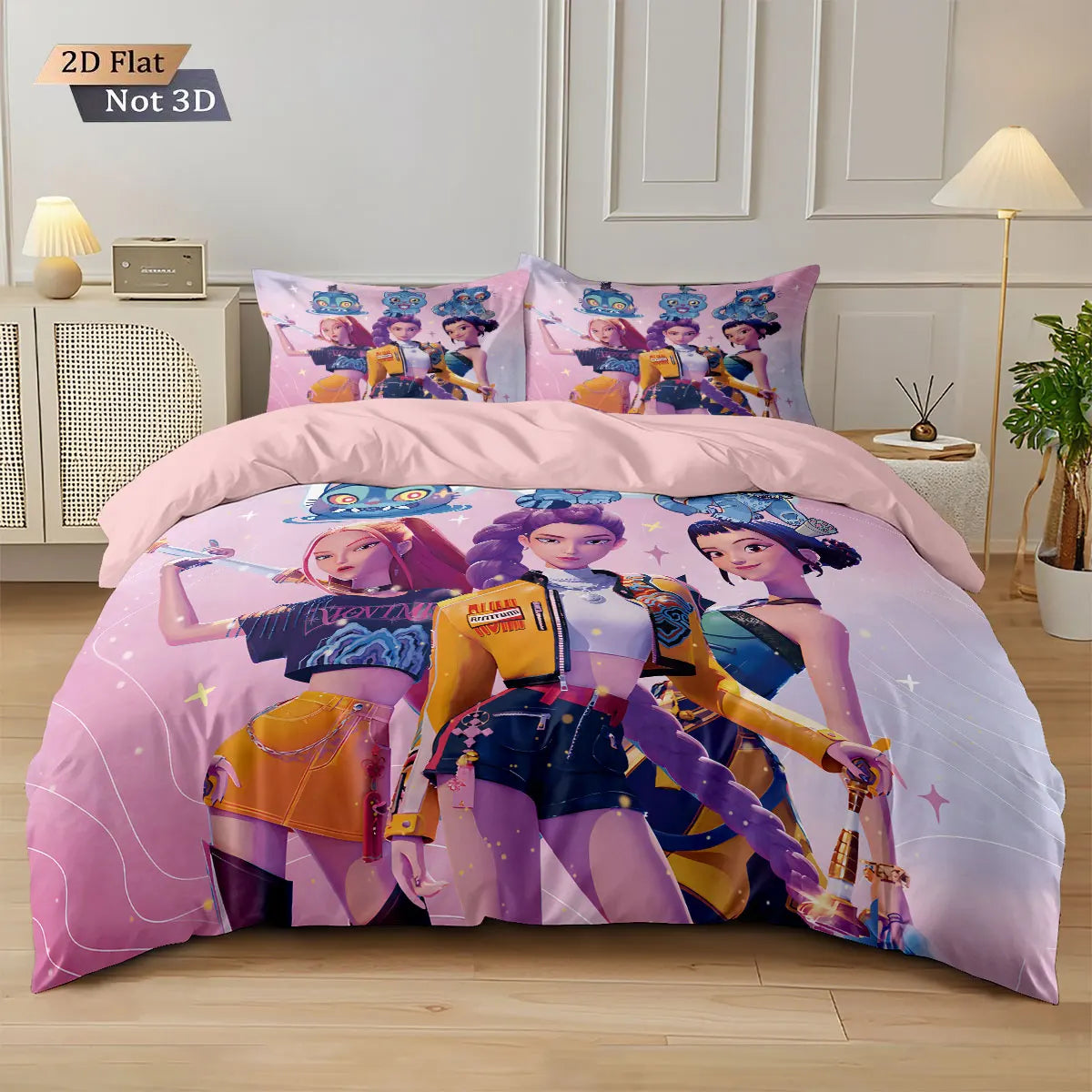 Demon Hunters K-Pop Print Bedding Set – Cozy, Colorful & Washable