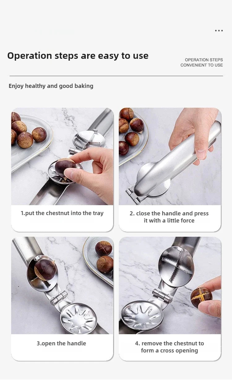 Stainless Steel Chestnut Peeler & Walnut Nut Cracker Clip for Kitchen