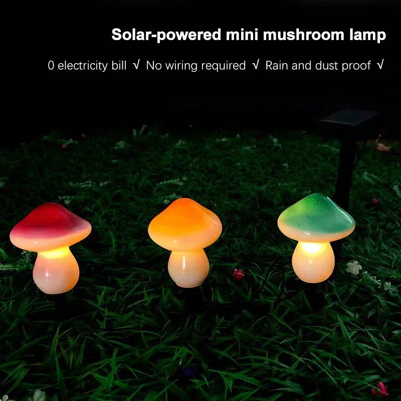 3PCS Solar Powered Mushroom Lights Outdoor Waterproof LED Garden Decor For Wedding Lawn Pathway Landscape Lighting Warm White
