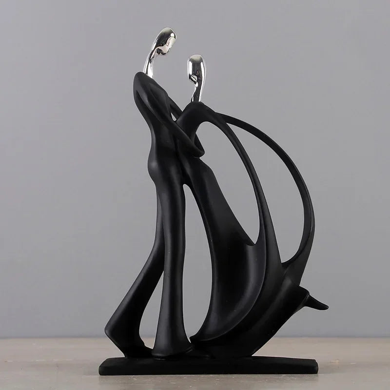 Chic Nordic Dancing Couple Resin Figurine Modern Home Decor