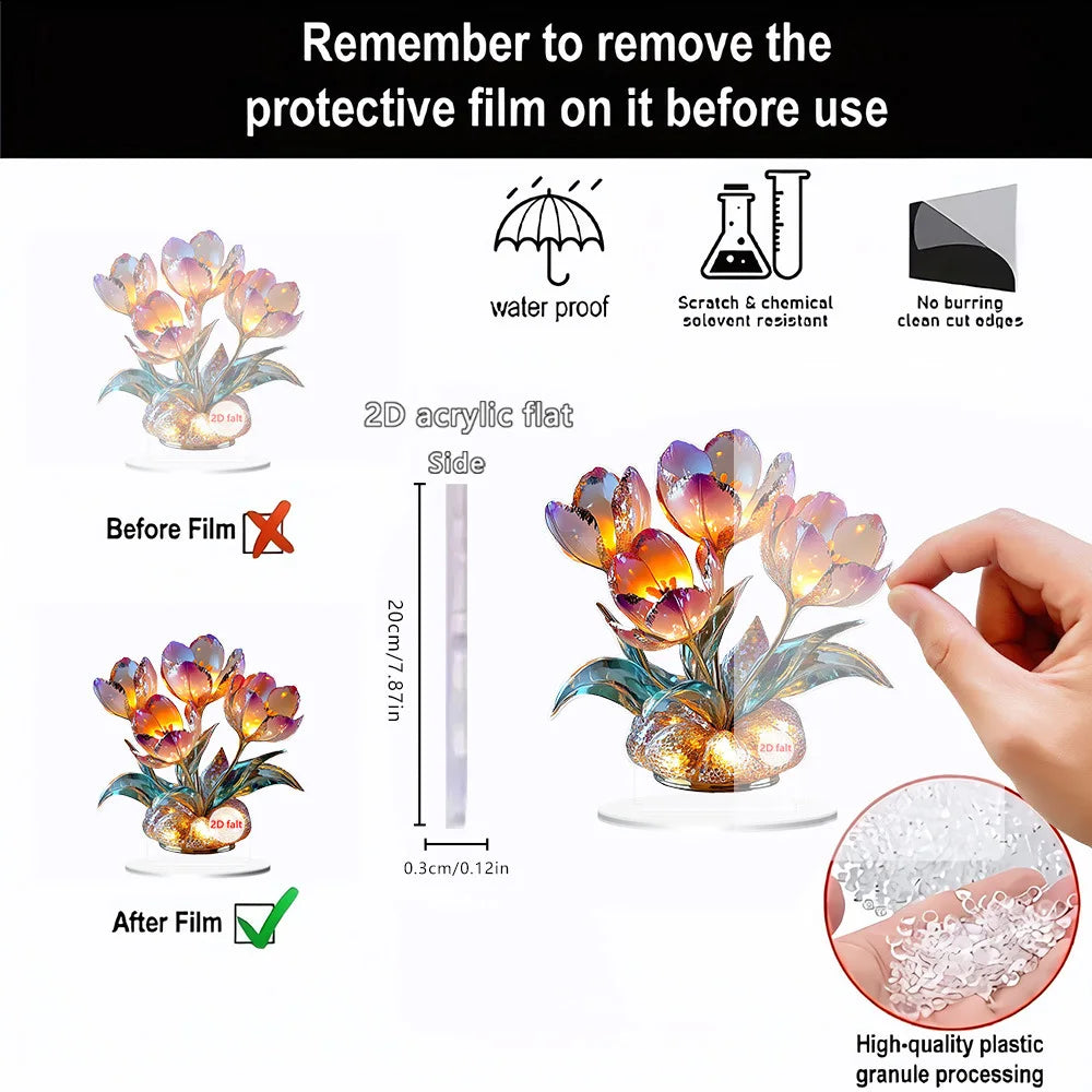 Crystal Rose Flower Figurine Glass Princess Style Dreamy Rose Flower Ornament Gift For Lady Home Table Wedding Decor