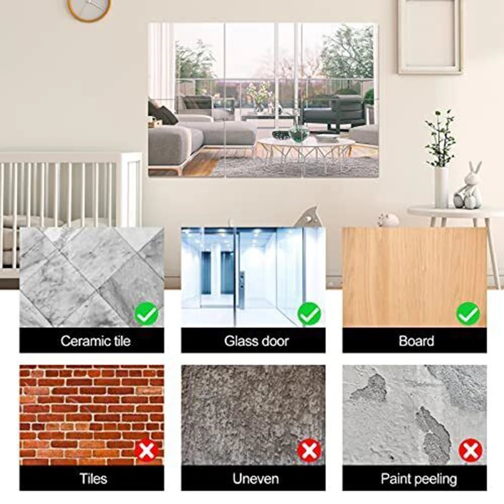 Acrylic Flexible Mirror Sheets Decorative Mirror Tiles Acrylic Mirror Toilet Mirror Splicing Full Body Mirror Spliceable 20X20 - Thrifty Delights