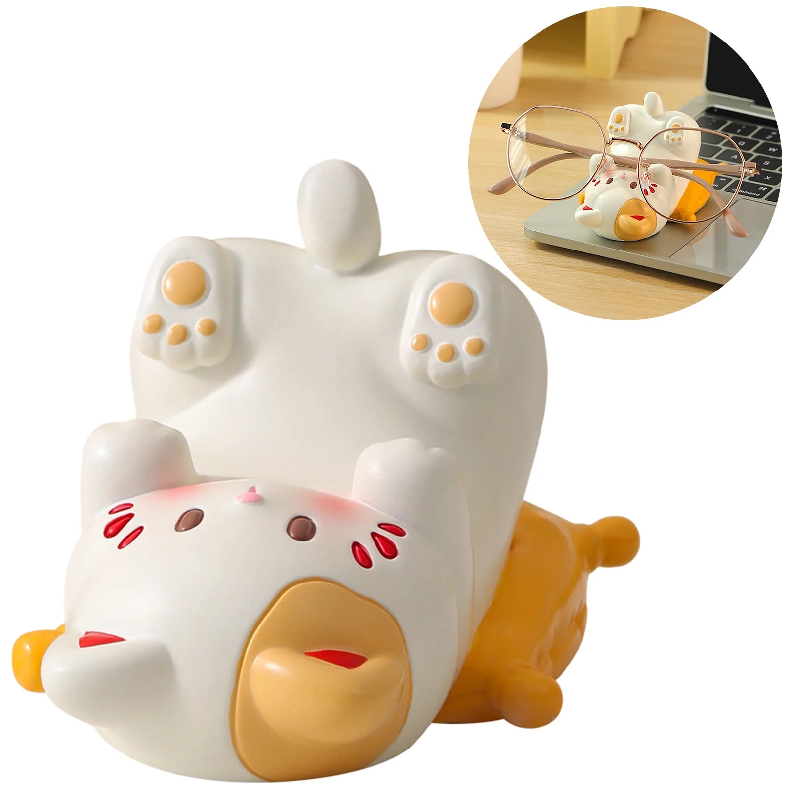 Kawaii Cartoon Cat Phone Stand & Glasses Holder Desk Organizer