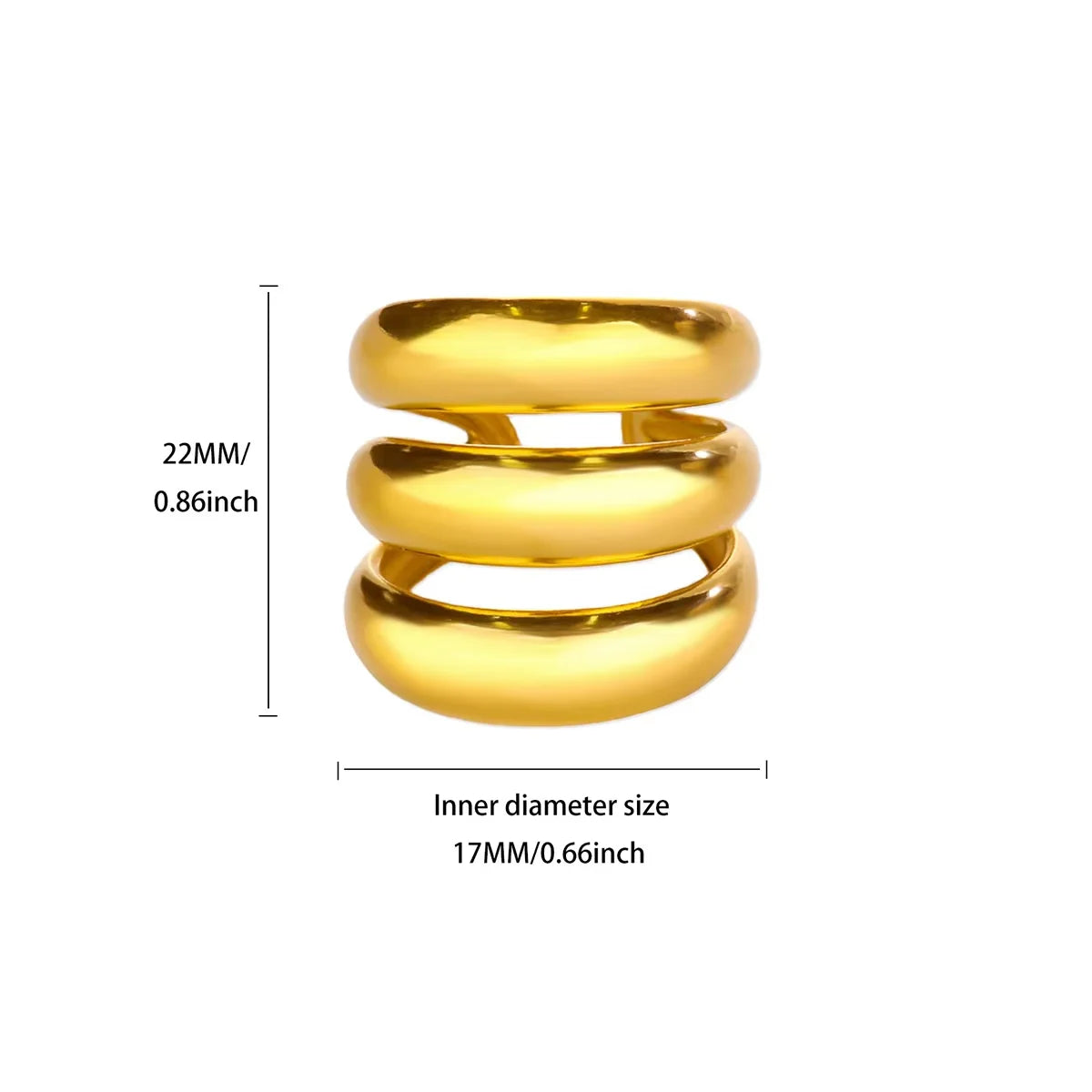 18K Gold Plated Stainless Steel Adjustable Irregular Wave Ring