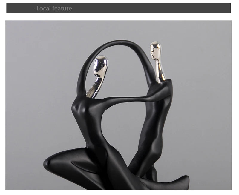 Chic Nordic Dancing Couple Resin Figurine Modern Home Decor