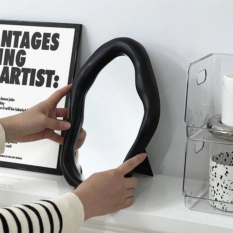 Full Body Mirror Irregular Oval Tabletop Interior Mirrors Decorative Standing Mirror Room Decor Female - Thrifty Delights