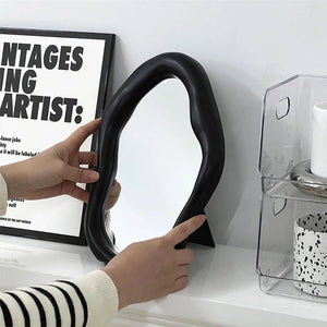 Full Body Mirror Irregular Oval Tabletop Interior Mirrors Decorative Standing Mirror Room Decor Female - Thrifty Delights