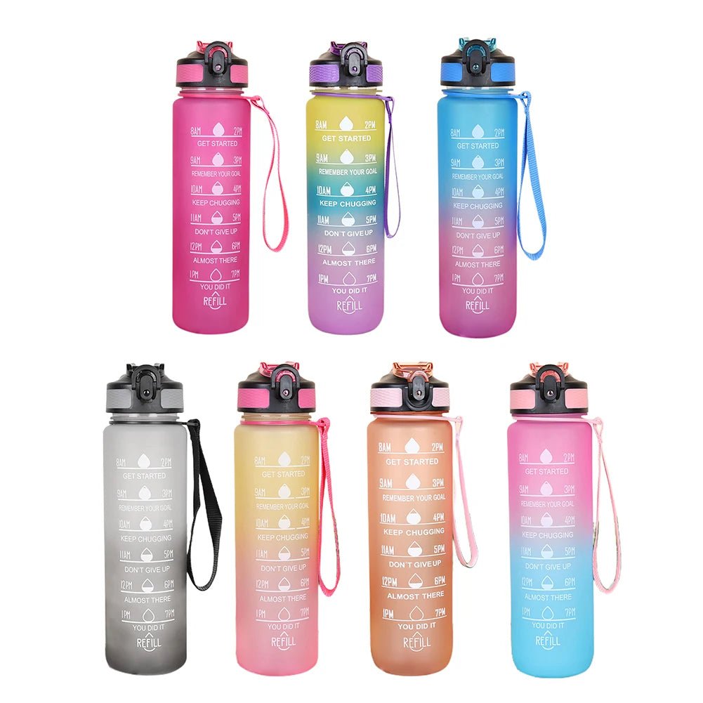 1000ML Drink Bottle Frosted Gradient Cold Water Bottle for Outdoor School Office - Thrifty Delights