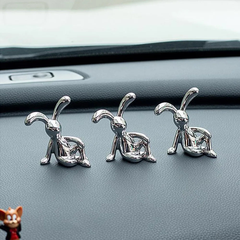1pc Long Eared Rabbit Center Console Decor Pastable Plating Rabbit 3D DIY Home Furnishings Ornament - Thrifty Delights