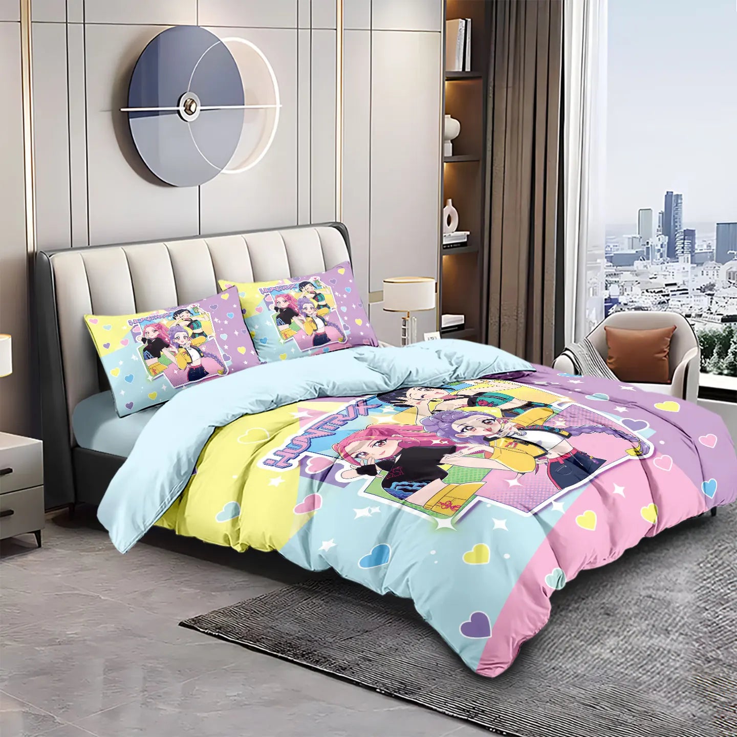 K-Pop Demon Hunters 3-Piece Print Bedding Set – Soft, Stylish & Machine-Washable
