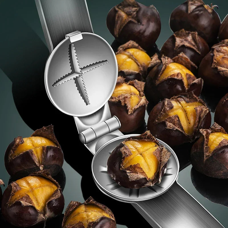 Stainless Steel Chestnut Peeler & Walnut Nut Cracker Clip for Kitchen