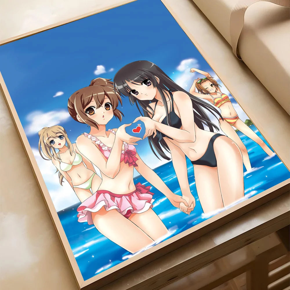 Anime K-ON KON Poster Self-adhesive Art Waterproof Paper Sticker Coffee House Bar Room Wall Decor