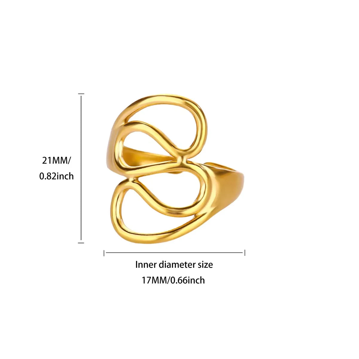 18K Gold Plated Stainless Steel Adjustable Irregular Wave Ring