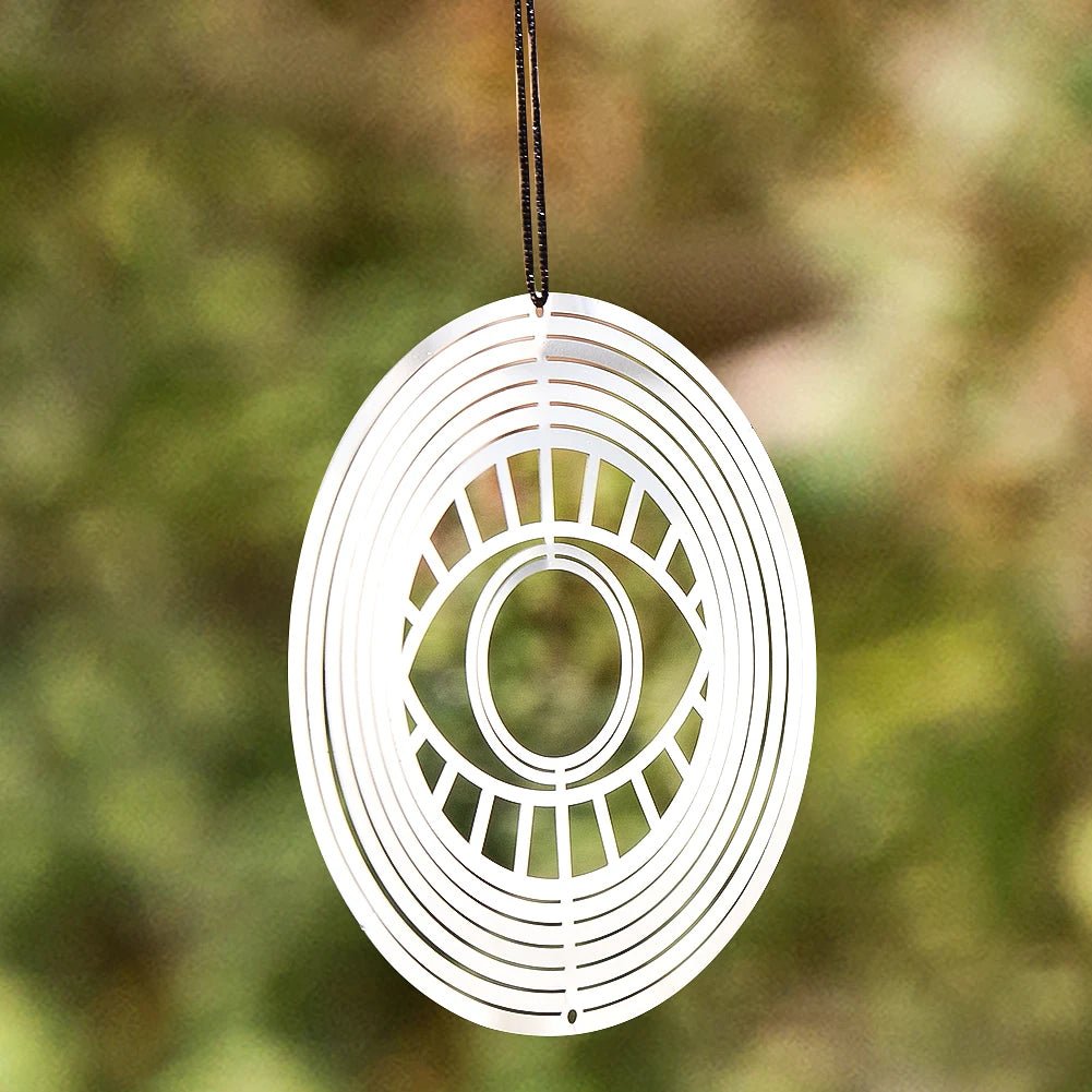 Turkish Devil Eye Wind Spinner Catcher Sublimation 3D Mirror Reflection Rotating Windchime Feng Shui Amulet Hanging Garden Decor - Thrifty Delights
