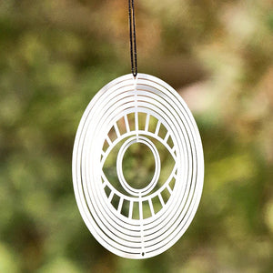 Turkish Devil Eye Wind Spinner Catcher Sublimation 3D Mirror Reflection Rotating Windchime Feng Shui Amulet Hanging Garden Decor - Thrifty Delights