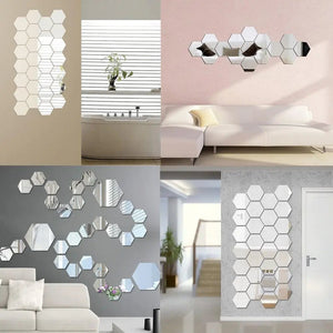 Hexagon 3D Mirror Wall Sticker Multiple Sizes DIY TV Background Living Room Stickers Wall Decor Bedroom Bathroom Home Decoration - Thrifty Delights
