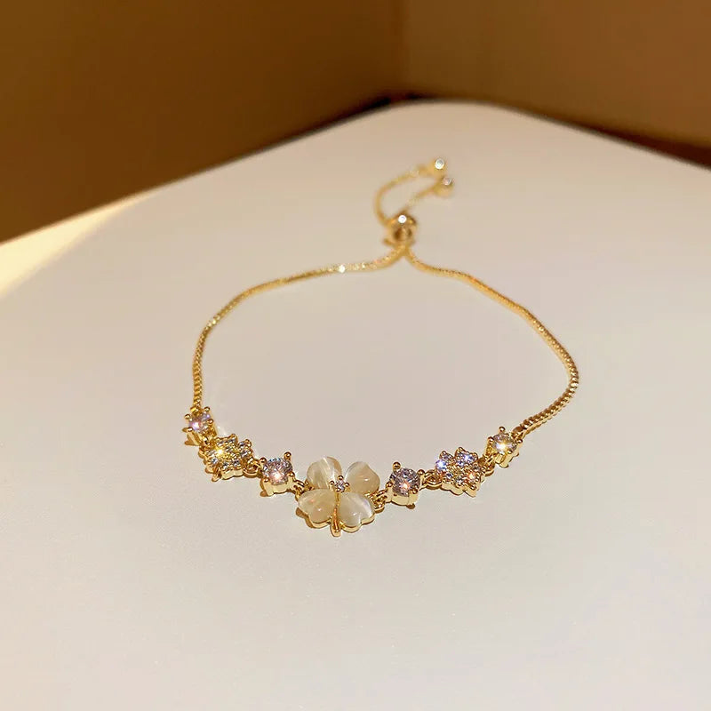 4pc Punk Cuban Curb Chain Bracelets Set for Women, Gold Color Jewelry