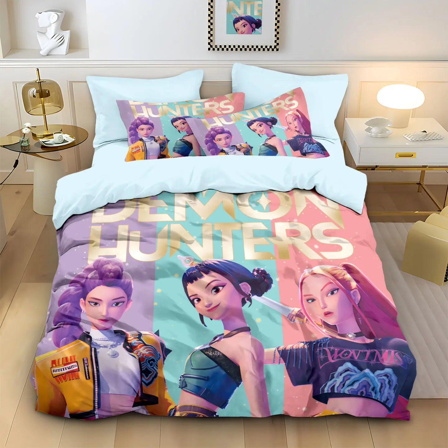 Anime Demon Hunters Zoey Mira Duvet Cover Set – Cute Gift for Girls & Fans