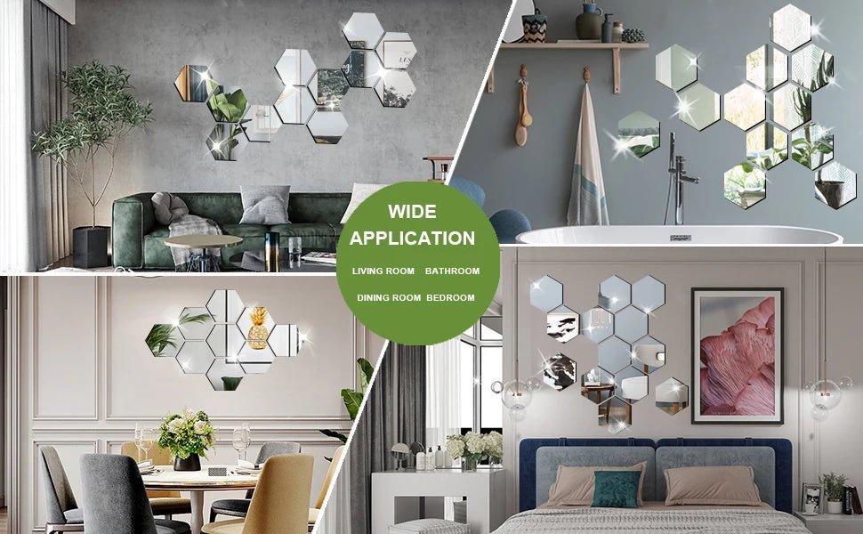 Hexagon 3D Mirror Wall Sticker Multiple Sizes DIY TV Background Living Room Stickers Wall Decor Bedroom Bathroom Home Decoration - Thrifty Delights