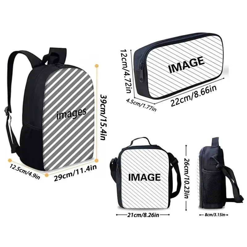 Cartoon Game Child School Backpack with Lunch Bags ,Pencil Bags ,School N-ninjagos Bags for Boys Girls Best Gift