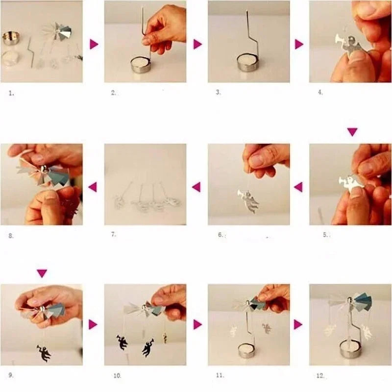 Rotating Christmas Candle Holder – Festive Metal Carousel Light