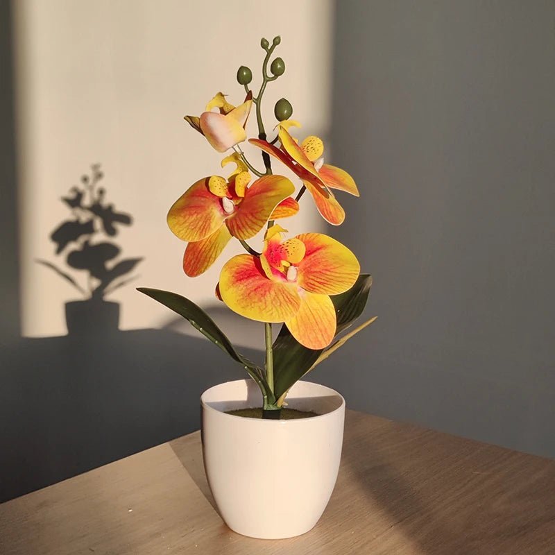 Bonsai Simulated Butterfly Orchid Artificial Potted Plant Desk Dining Table Home Office Vase Wedding Home Room Decoration Gift - Thrifty Delights