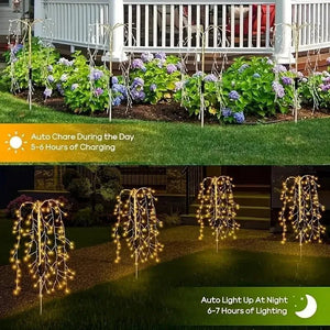 Solar LED String Light Outdoor Solar Artificial Tree Lights Waterproof Willow Trees Lights For Patio Lawn Pathway Garden Decor - Thrifty Delights