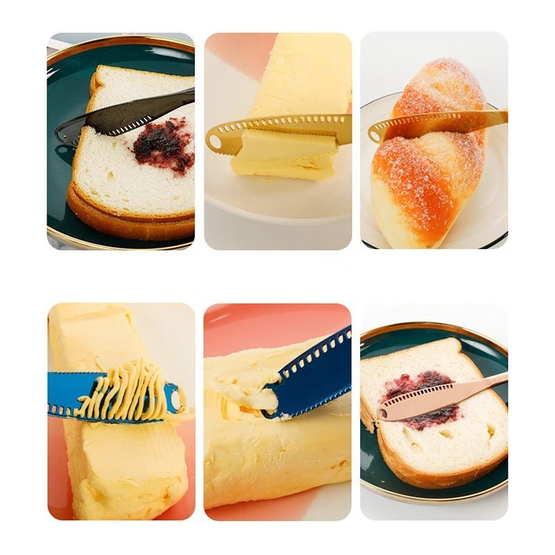 2024 New 3 in 1 Stainless Steel Butter Knife Cheese Dessert Jam Spreaders Cream Scraper Bread Splitter Butter Spreader - Thrifty Delights