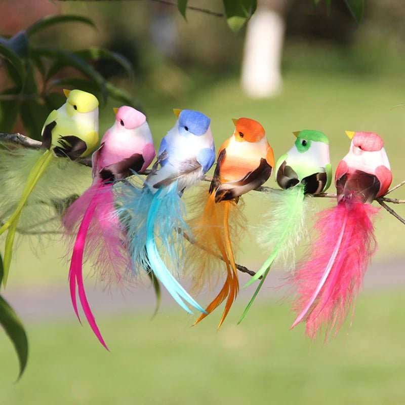 6pcs Cute Artificial Birds Fake Foam Animal Simulation Feather Birds Models Tit DIY Craft Home Garden Ornament Decoration - Thrifty Delights