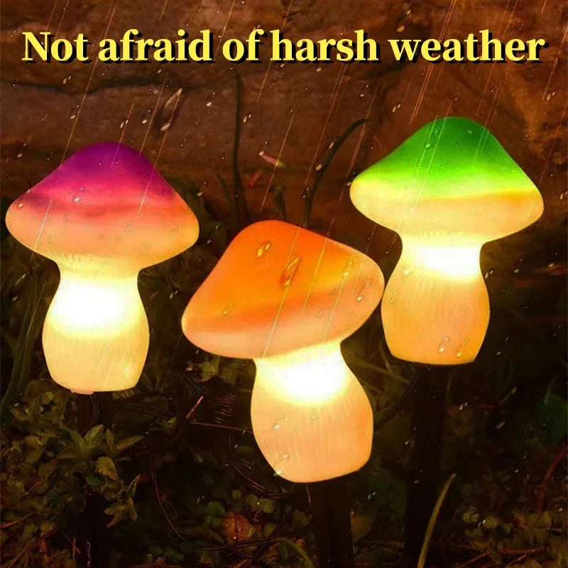 3PCS Solar Powered Mushroom Lights Outdoor Waterproof LED Garden Decor For Wedding Lawn Pathway Landscape Lighting Warm White