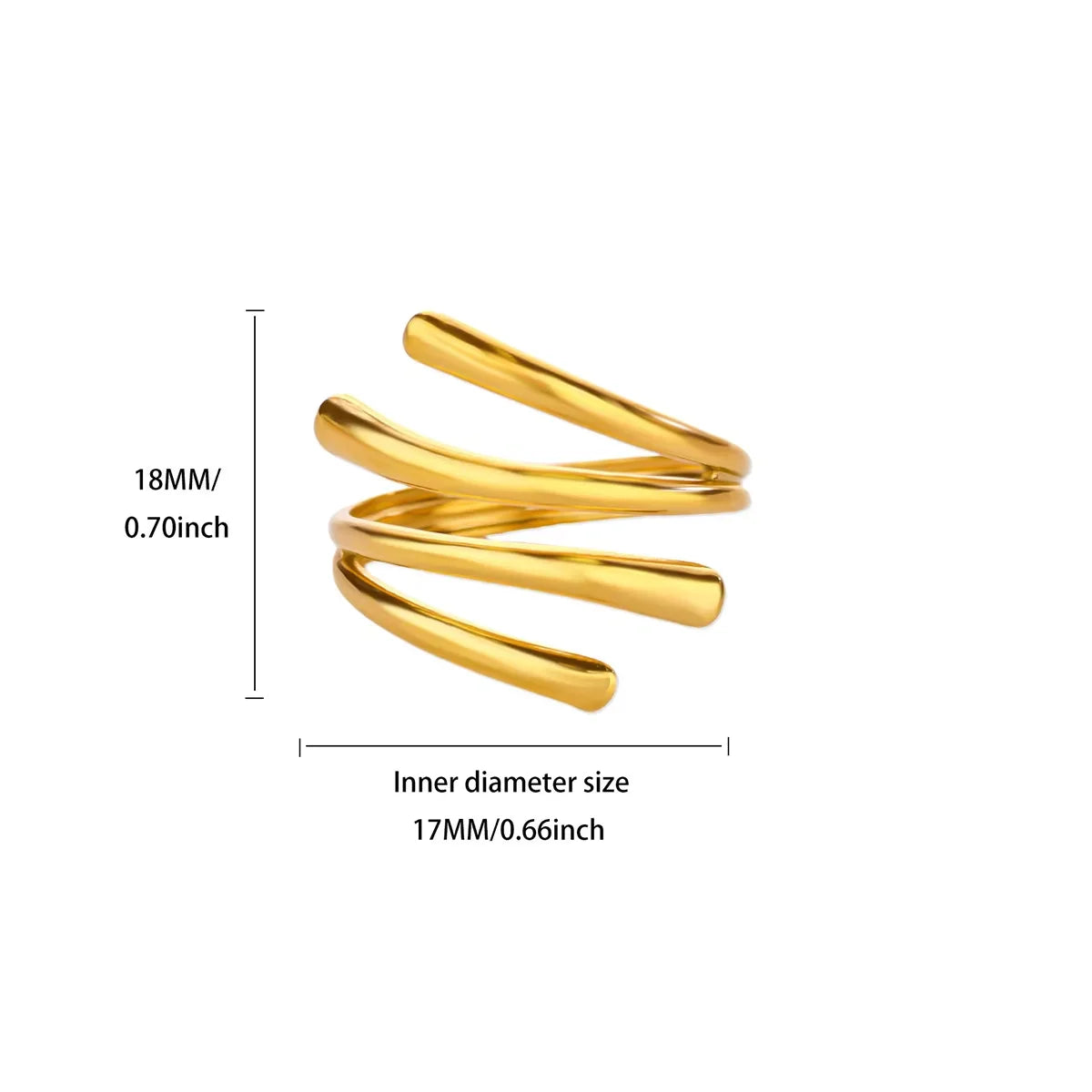 18K Gold Plated Stainless Steel Adjustable Irregular Wave Ring