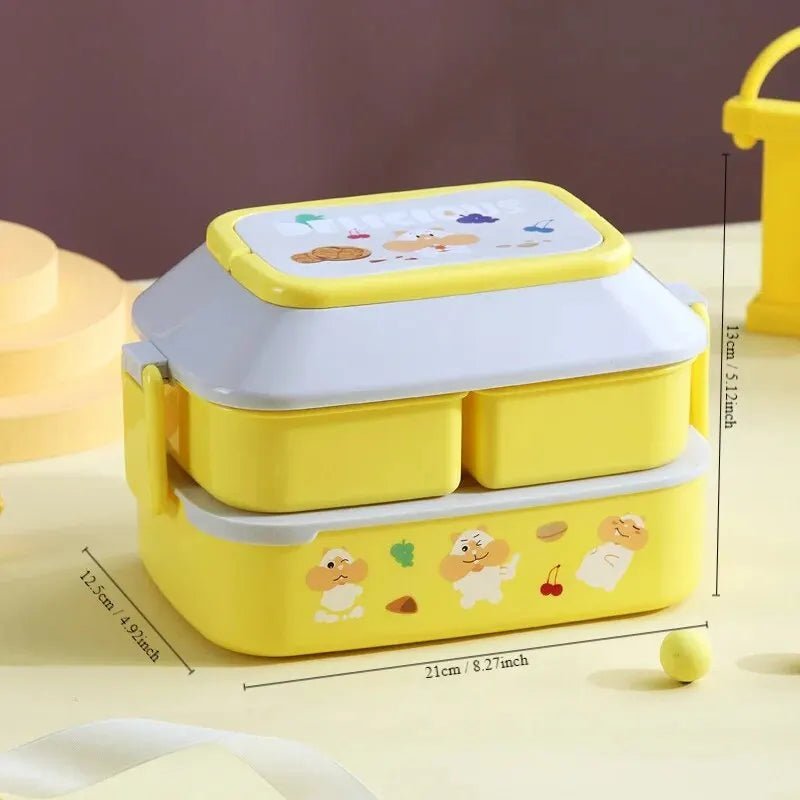 1pc Double Layered Colorful Fruit Lunch Box Large Capacity Portable Bento Box For Child Teenagers And Workers At School Canteen - Thrifty Delights