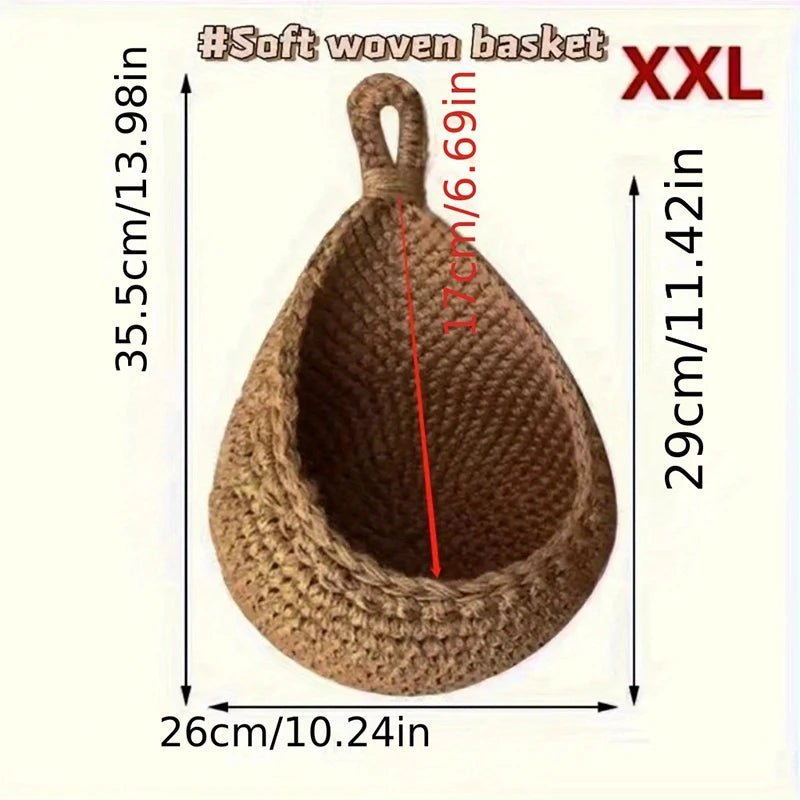 1PC Hand - woven Basket Wall Kitchen Hanging Net Pocket Cotton Rope Water Drop Fruit Vegetable Storage Basket Home Organizer Tools - Thrifty Delights