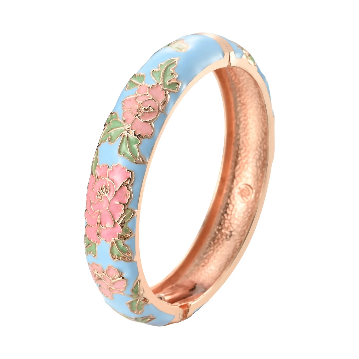 Ethnic Enameled Flower Bangles – Rose Gold Plated Women's Fashion Jewelry